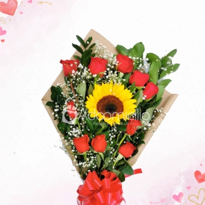 Amor Y Amistad Ramillete De Rosas Y Girasoles A Domicilio En Manizales
