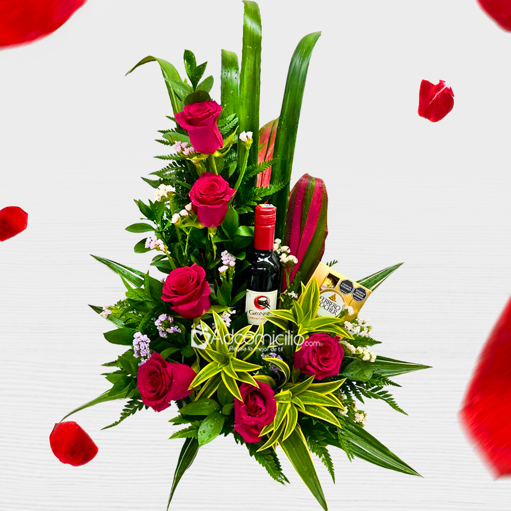 Rosas Con Vino Para San Valentín A Domicilio En Cali Pedido Con Un Día De Anticipación 