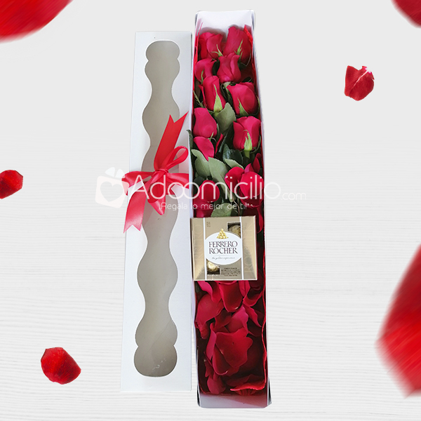Regalos Caja De Rosas Rojas x 6 Con Chocolates Ferrero x 4 A Domicilio Para San Valentin En Cali
