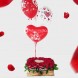 Corazón de amor Caja de Rosas con Chocolates Ferrero y Globos con Helio