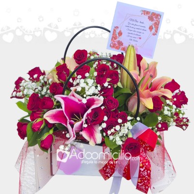 Arreglo Floral Con Mini Rosas Y Lirios A Domicilio En Bogotá Pedido Con Un Día De Anticipación 