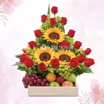 Regalo Frutal Con Flores Para El Día De La Madre A Domicilio En Pereira Pedido Con Un Día De Anticipación