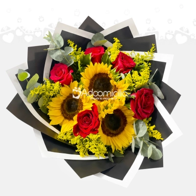Bouquet De Girasoles Y Rosas A Domicilio En Pereira Pedido Con Un Día De Anticipación 
