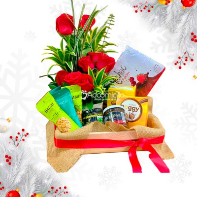 Ancheta Navideña Con Flores A Domicilio En Medellín Pedido Con Un Día De Anticipación