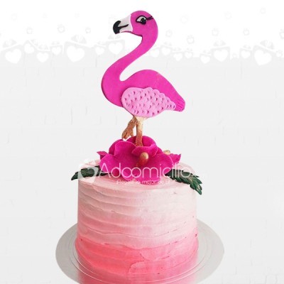 Torta Flamingo De Media Libra Decorada Con Crema Y Fondant Tortas Personalizadas A Domicilio En Cartagena Pedido Con Un Dia De Anticipación