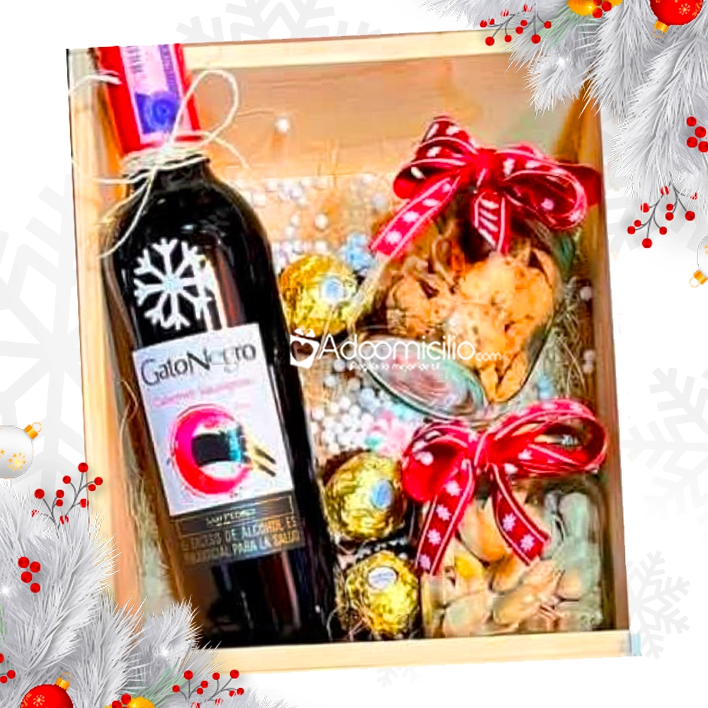 Regalo Con Galletas Y Vino Para Navidad A Domicilio En Bogotá Pedido Con Un Día De Anticipación 