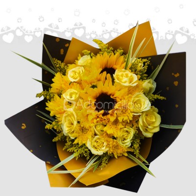 Bouquet Con Girasol Y Flores Amarillas A Domicilio En Manizales 
