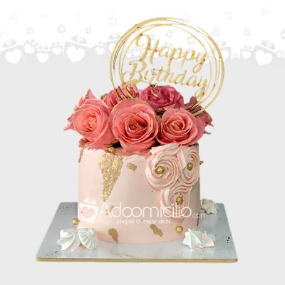 PASTEL DE CUMPLEAÑOS FLORAL CAKE X 5 PORCIONES MEXICO 