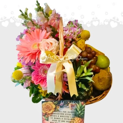 Canasta De Flores Y Frutas A Domicilio En Bogotá Pedido Con Un Día De Anticipación 