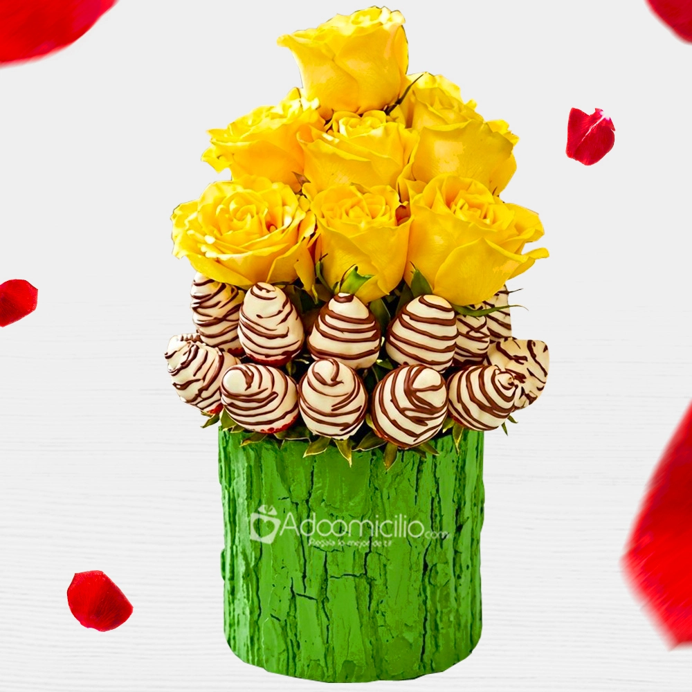 Rosas Amarillas Y Fresas Con Chocolate A Domicilio En Barranquilla Pedido Con Un Día De Anticipación 