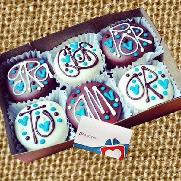 Regalos de Amor Alfajores en Cali Caja x 6 Gracias por tu amor Pedido Con Un Día De Anticipación