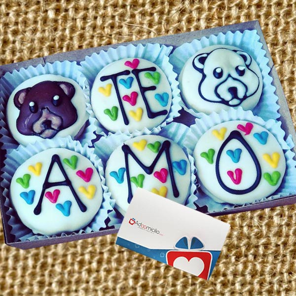 Regalos de Amor Alfajores en Cali Caja x 6 Te Amo Osito Pedido Con Un Día De Anticipación